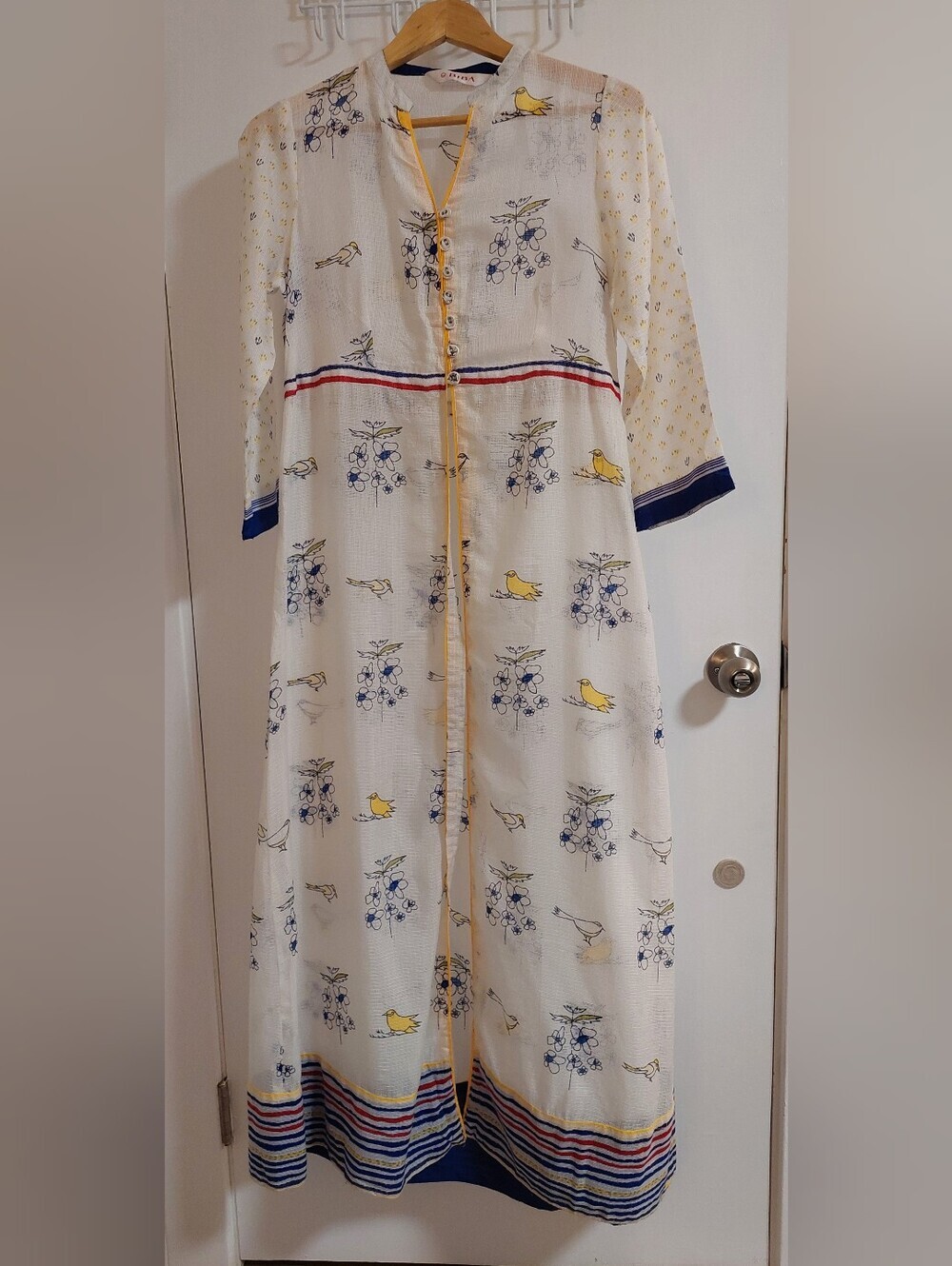Biba pretty white and yellow layered kurta - Picture 2 of 9